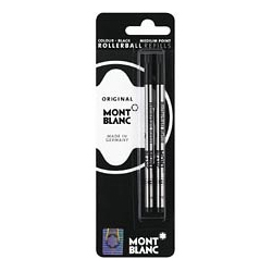 Two Montblanc Black Medium Refill For Rollerball Pens 15158