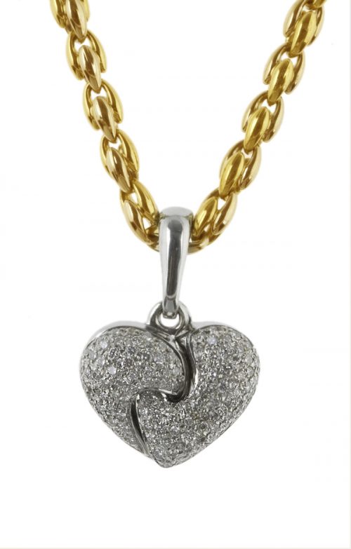 Gideon's Exclusive 18K White and Yellow Gold Diamond Heart Pendant