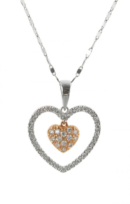 Gideon's Exclusive 18K White & Rose Gold Diamond Heart Pendant