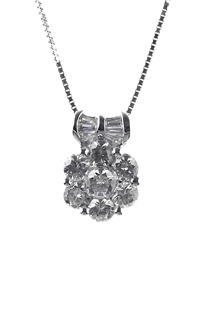 Gideon's Exclusive 18K White Gold Flower Diamond Pendant