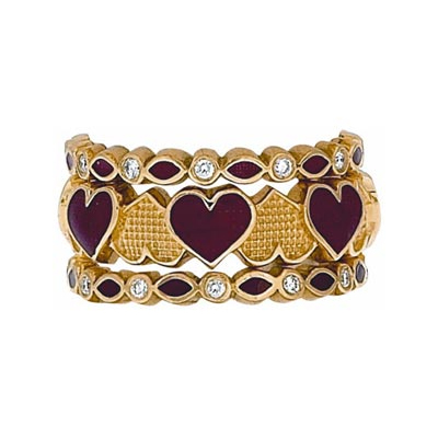 Hidalgo Stackable Rings Heart Collection Set  (7-631 & 7-631G)