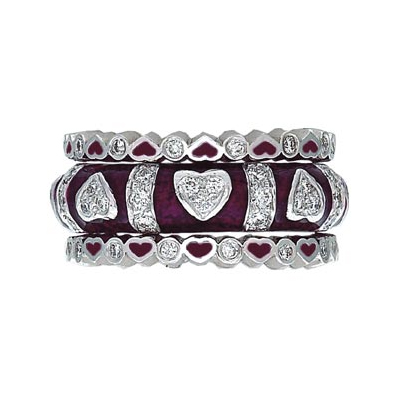Hidalgo Stackable Rings Heart Collection Set  (7-636 & 7-636G)