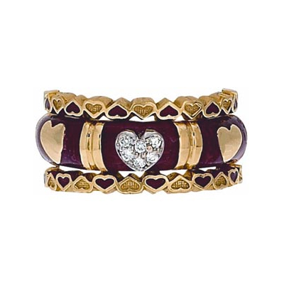 Hidalgo Stackable Rings Heart Collection Set  (7-637 & 7-637G)