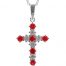 Gideon's Exclusive 18K White Gold Ruby Cross Pendant