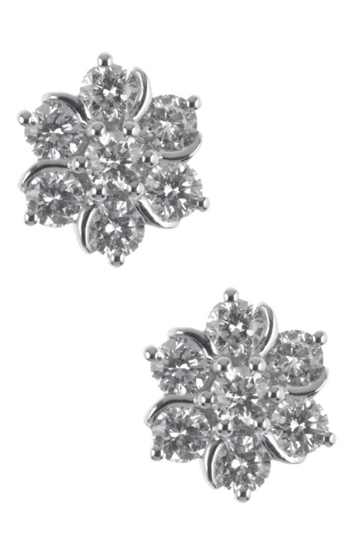 Gideon's Exclusive 18K White Gold Diamond Flower Design Earring
