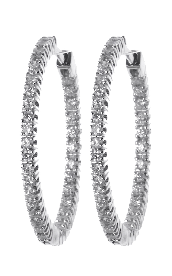 Gideon's Exclusive 18K White Gold Diamond Hoop Earring