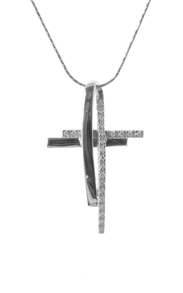 Gideon's Exclusive 18K White Gold Diamond Cross Pendant