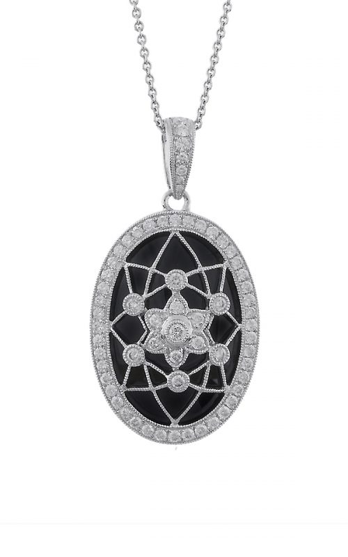 Gideon's Exclusive 18K White Gold Onyx Diamond Pendant