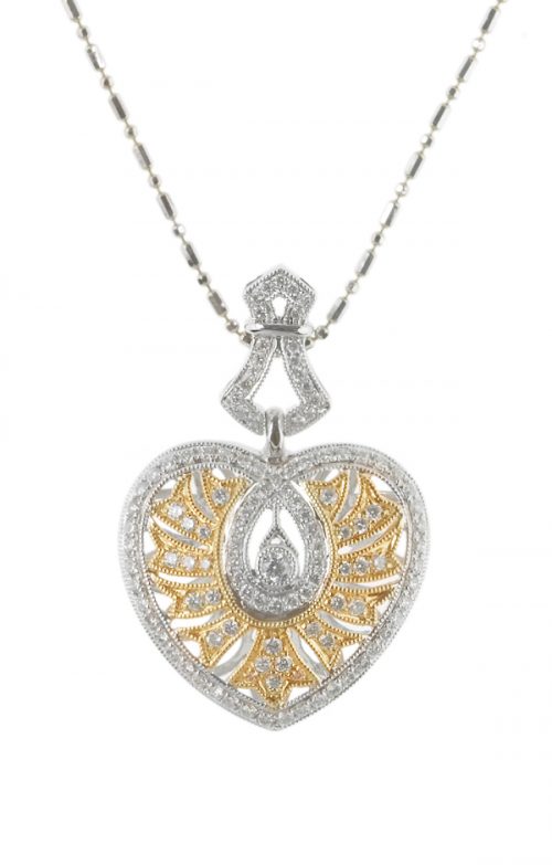 Gideon's Exclusive 18K White & Yellow Gold Diamond Heart Pendant