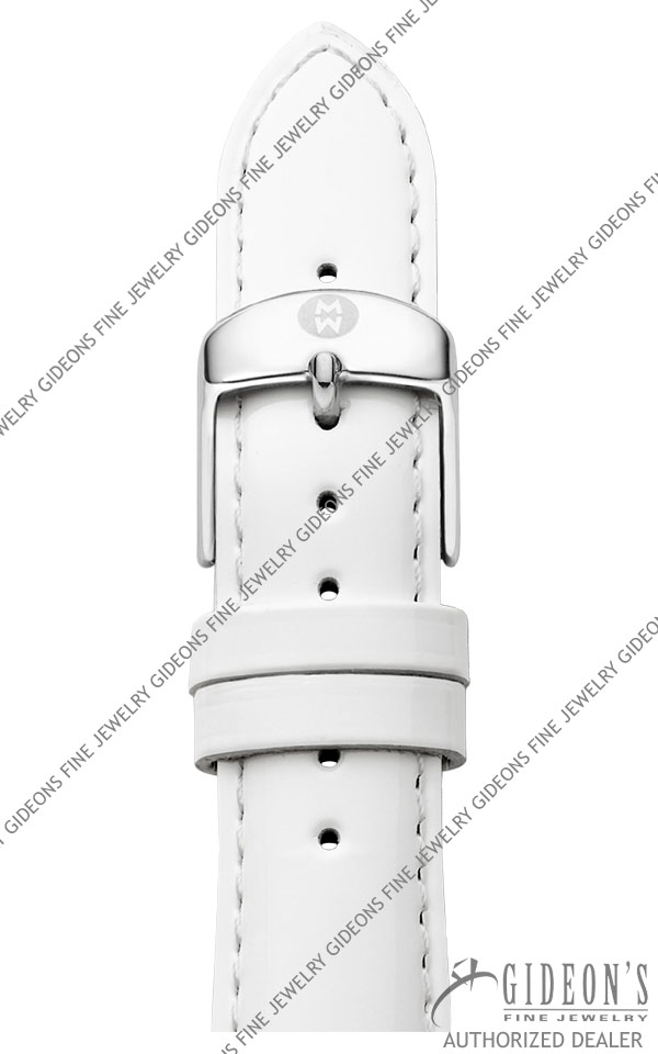 Michele White Patent Leather Strap MS20AB050100 20 mm