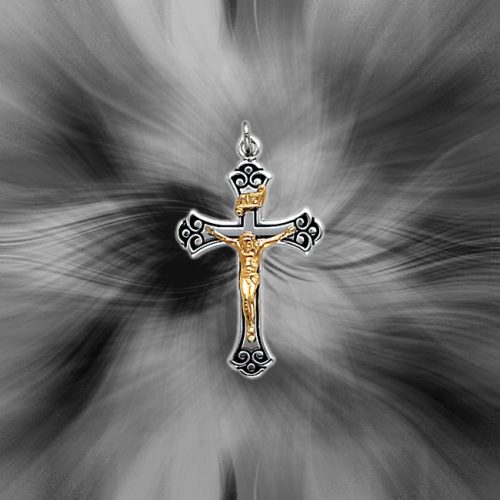 Quality Sterling Silver with Gold Plated Christ Crucifix Pendant QC3416