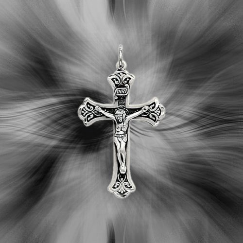 Quality Sterling Silver Antiqued INRI Crucifix Pendant QC3418