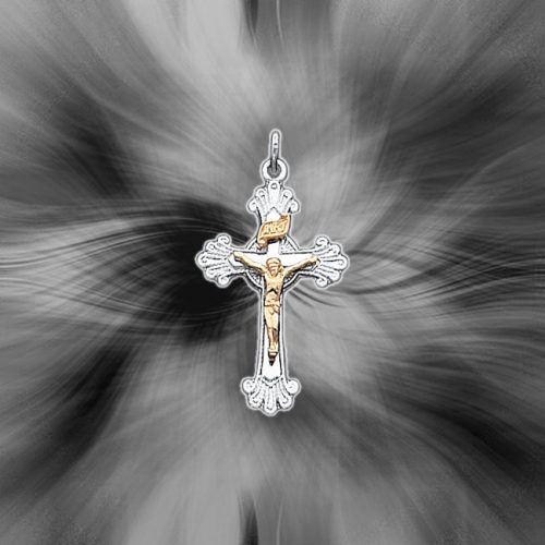 Quality Sterling Silver with Gold Plated Christ Crucifix Charm QC3427