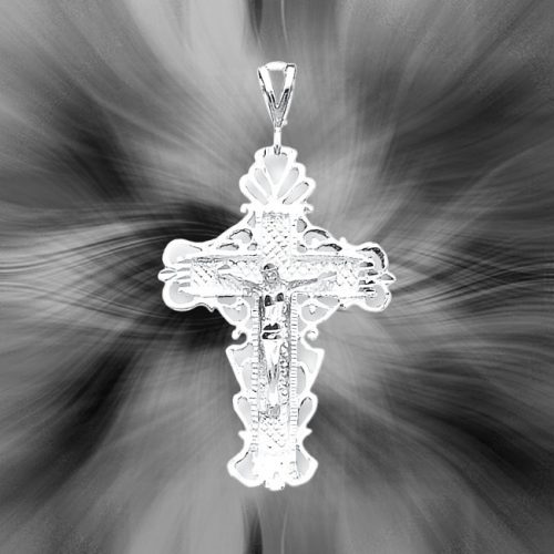 Quality Sterling Silver Diamond-Cut Crucifix Pendant QC512